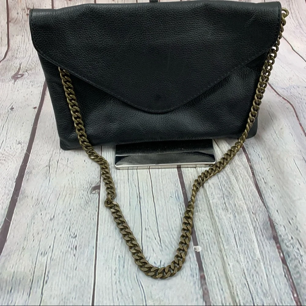 J. Crew Leather Envelope Chain Strap Clutch